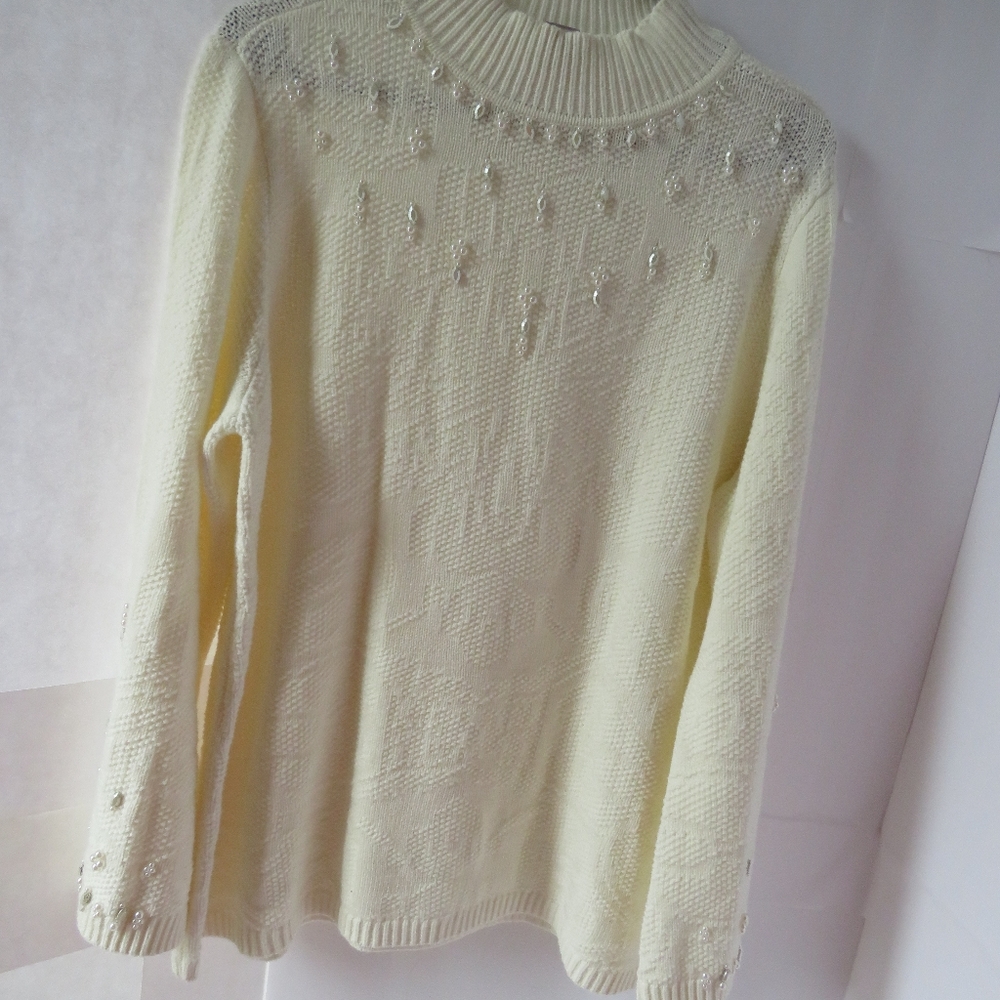 Women's Cream Embellished Chico Sweater - Picture 5 of 12